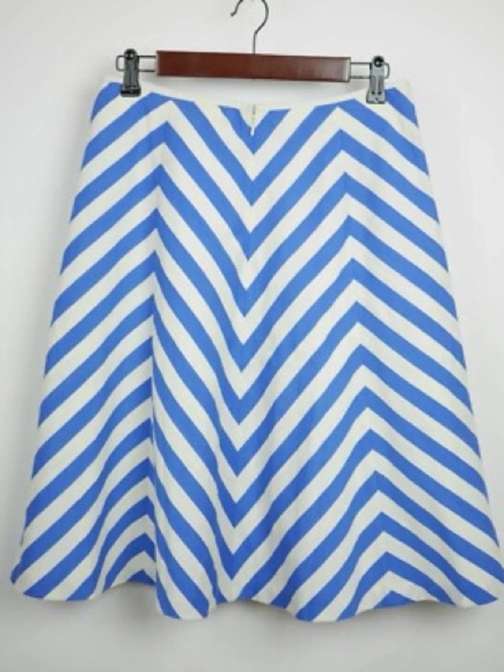 Talbots Blue and White Chevron Skater Skirt